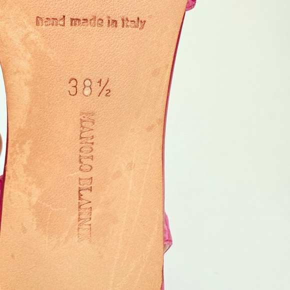 Manolo Blahnik Pink python snakeskin Callasli criss cross slingback heels 38.5 - Picture 8 of 8